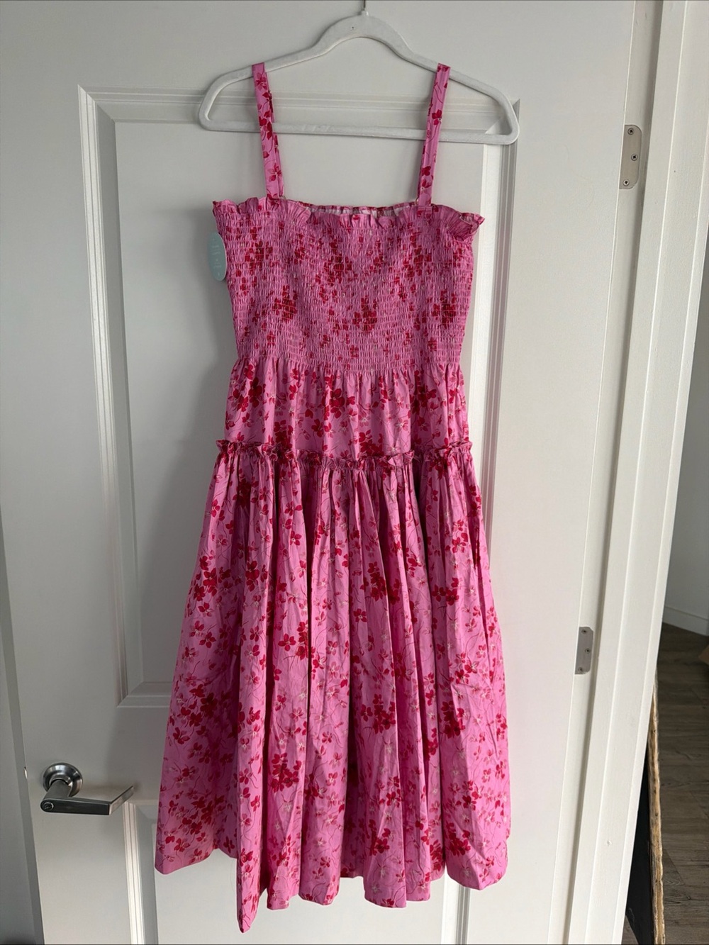 Hill House Pink Floral Midi Dress